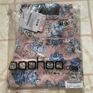 Mens Pink Shorts with Blue Flowers